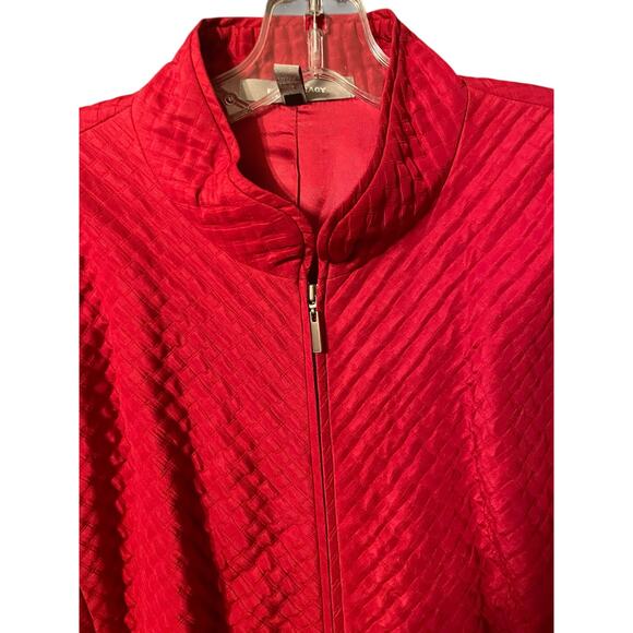 Ellen Tracy Red Quilted Wool-Silk Zip Jacket 20W - Picture 5 of 8